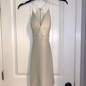 A beautiful sparkly backless V neck dress